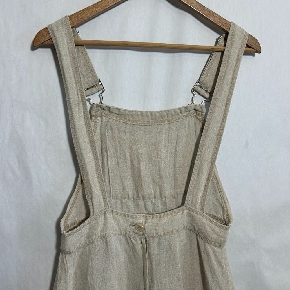 VTG Karen Alexander Pinafore Overall Maxi Dress 10 Linen Flax Blend Tan Mori Kei - Picture 4 of 11